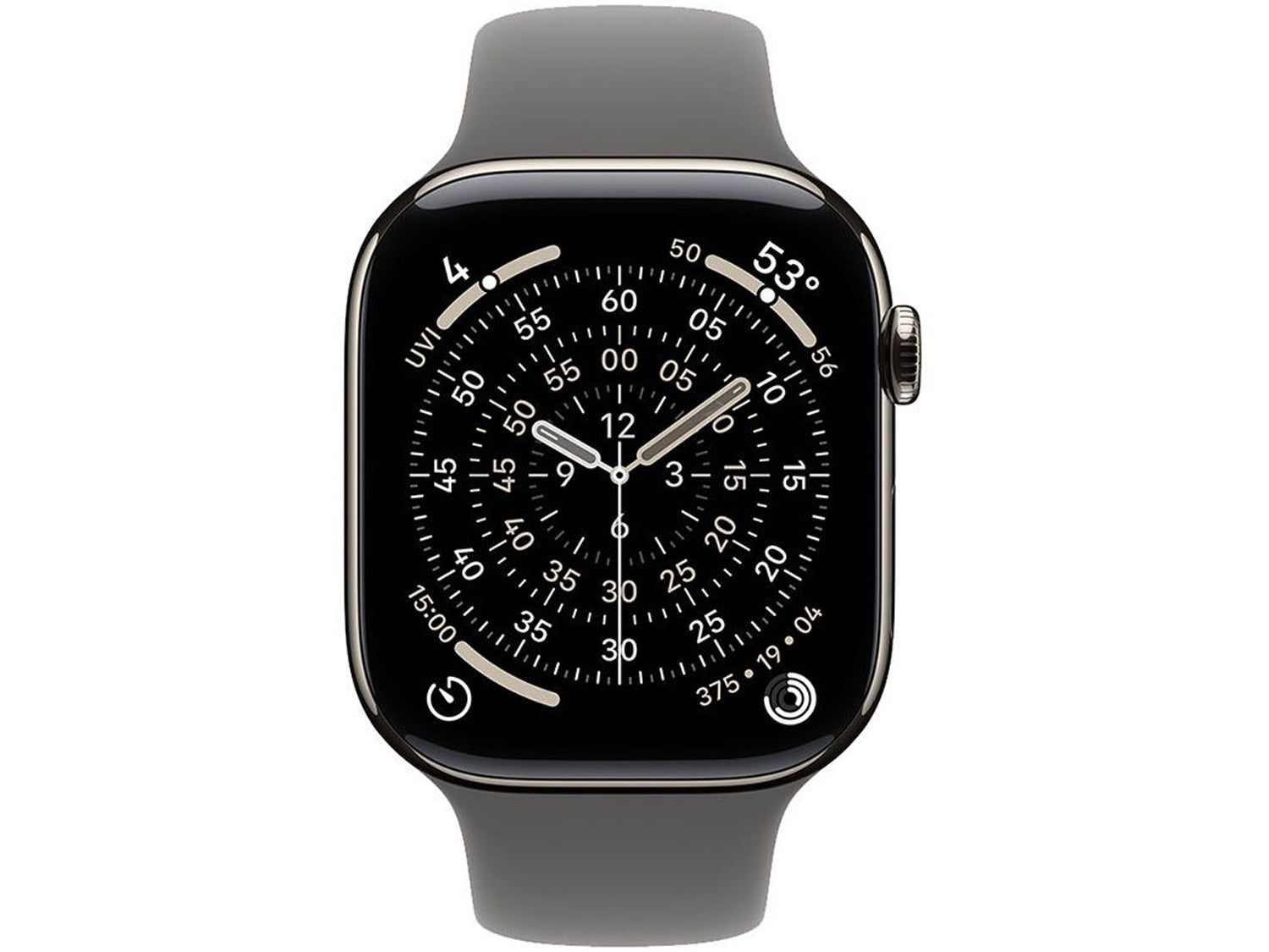 Apple Watch Series 11 GPS + Cellular 42mm Natural Titanium Case with Stone Grey Sport Band - M/L
