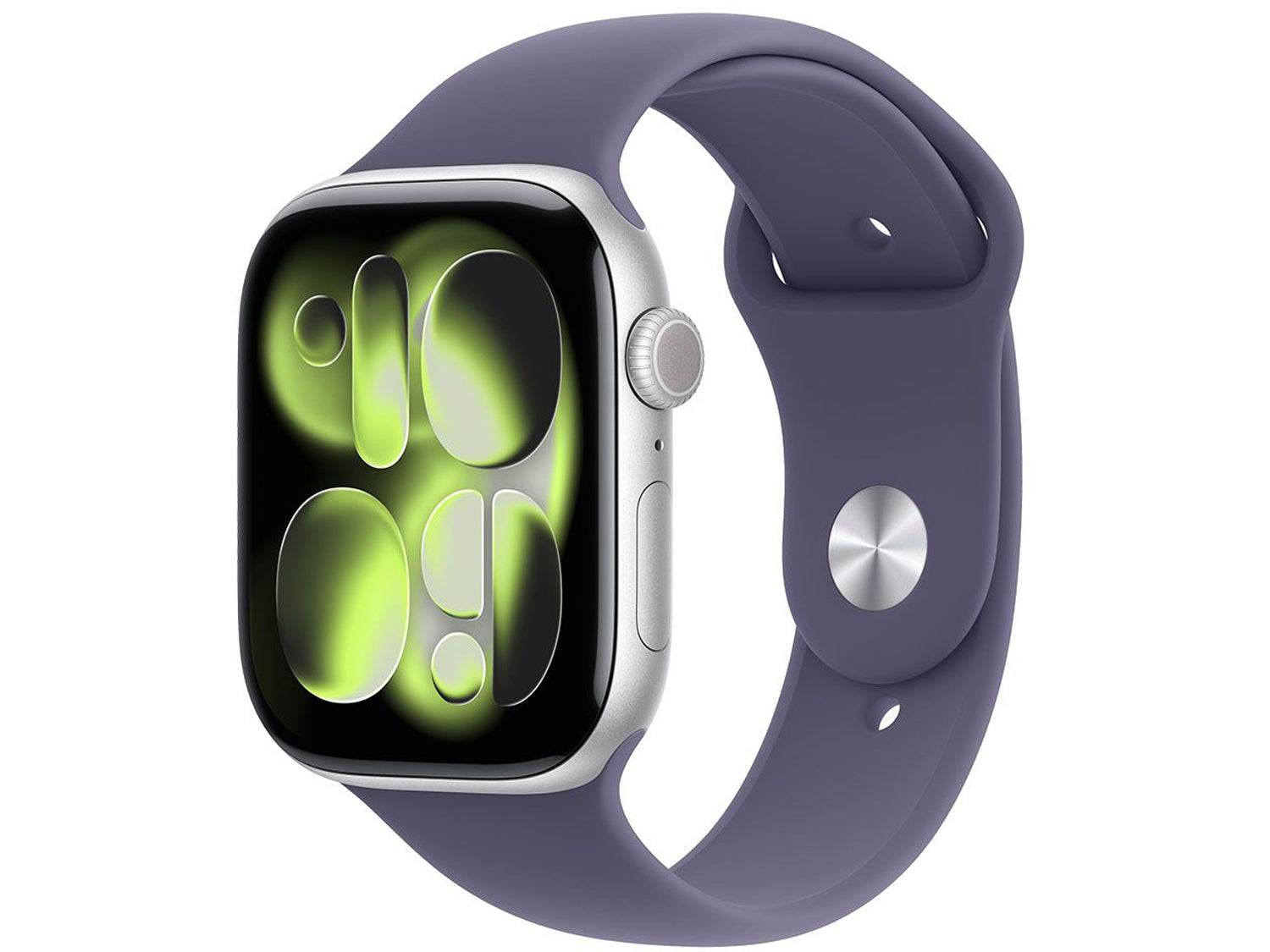 Apple Watch Series 11 GPS + Cellular 46mm Silver Aluminium Case with Purple Fog Sport Band - S/M