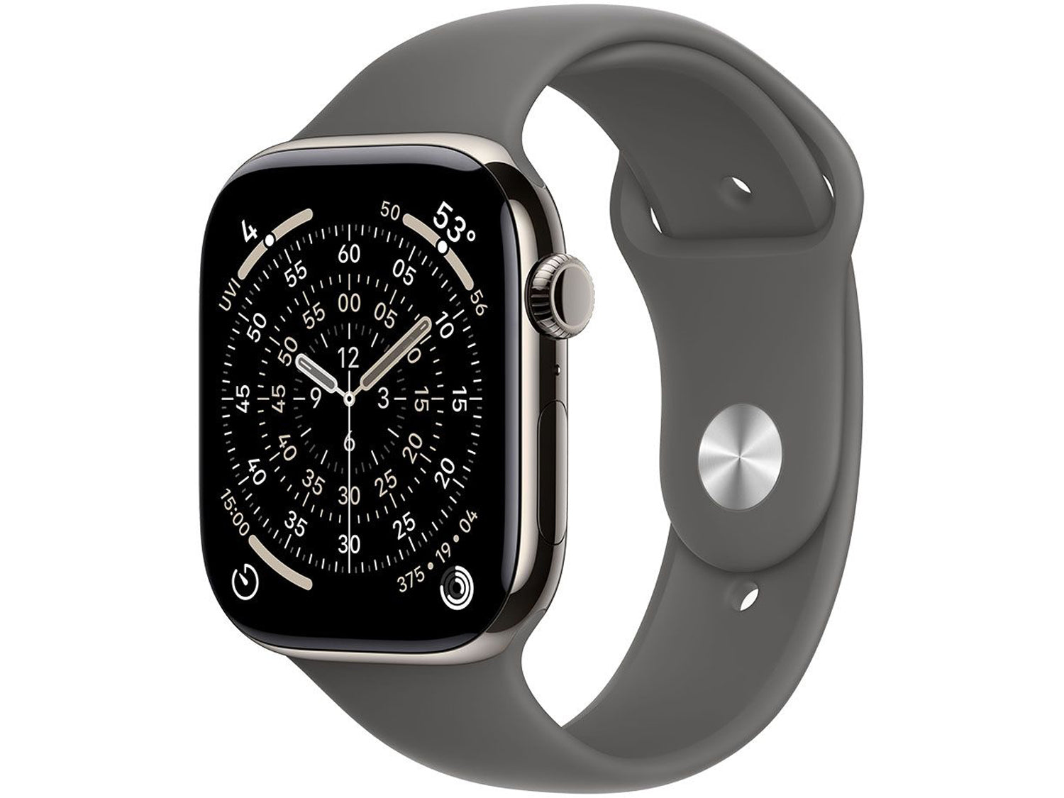 Apple Watch Series 11 GPS + Cellular 46mm Natural Titanium Case with Stone Grey Sport Band - S/M