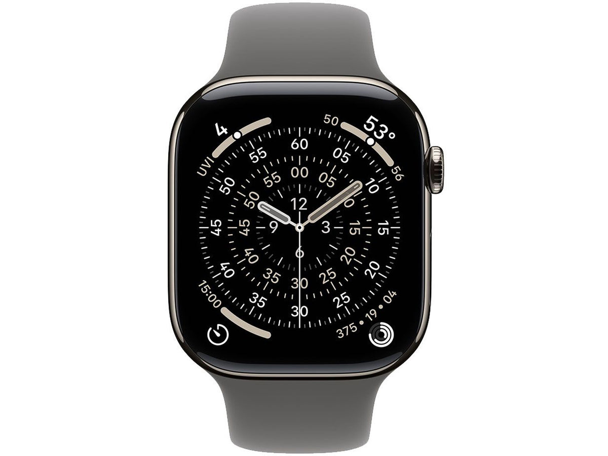 Apple Watch Series 11 GPS + Cellular 46mm Natural Titanium Case with Stone Grey Sport Band - M/L