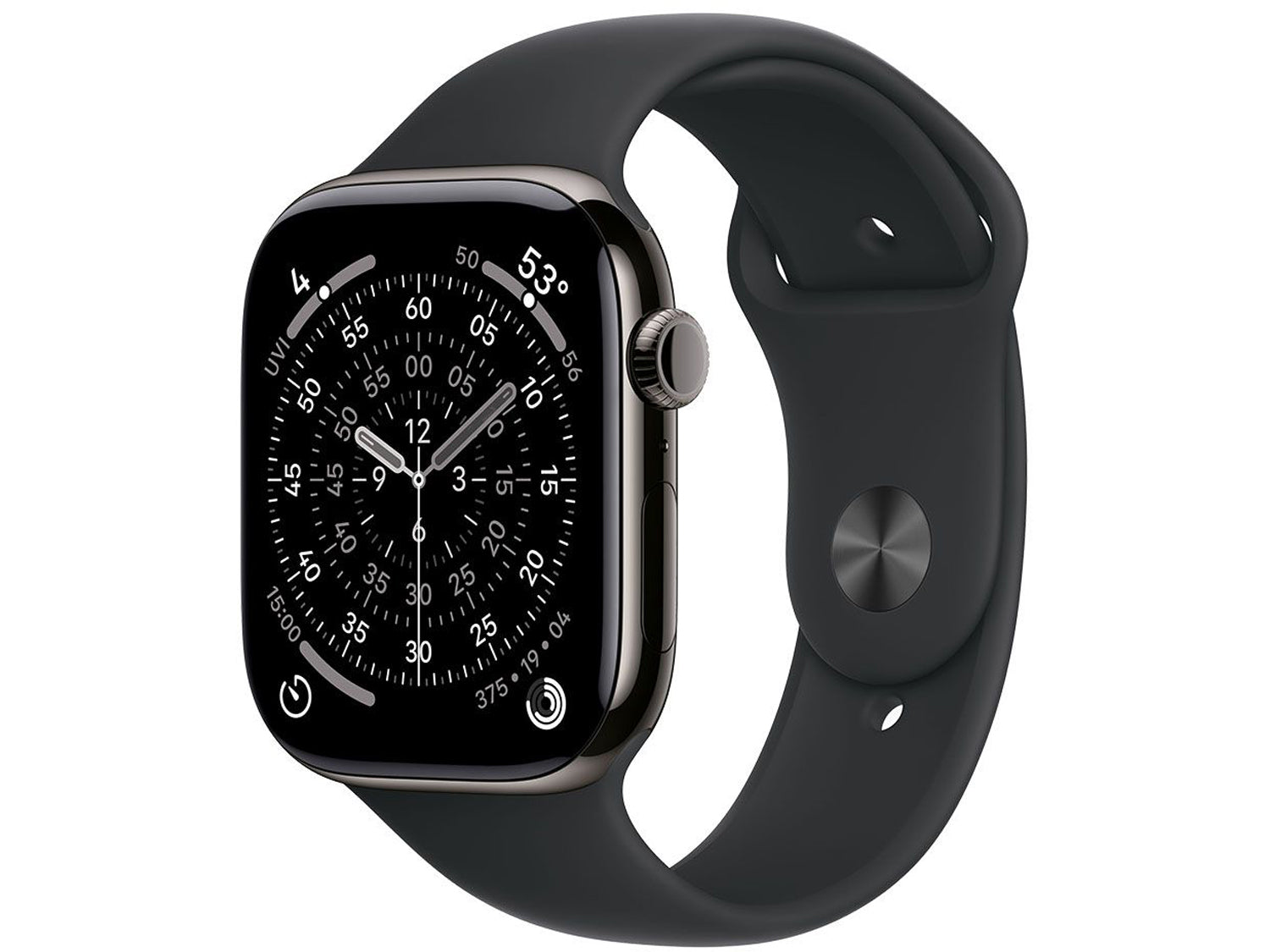 Apple Watch Series 11 GPS + Cellular 46mm Slate Titanium Case with Black Sport Band - S/M