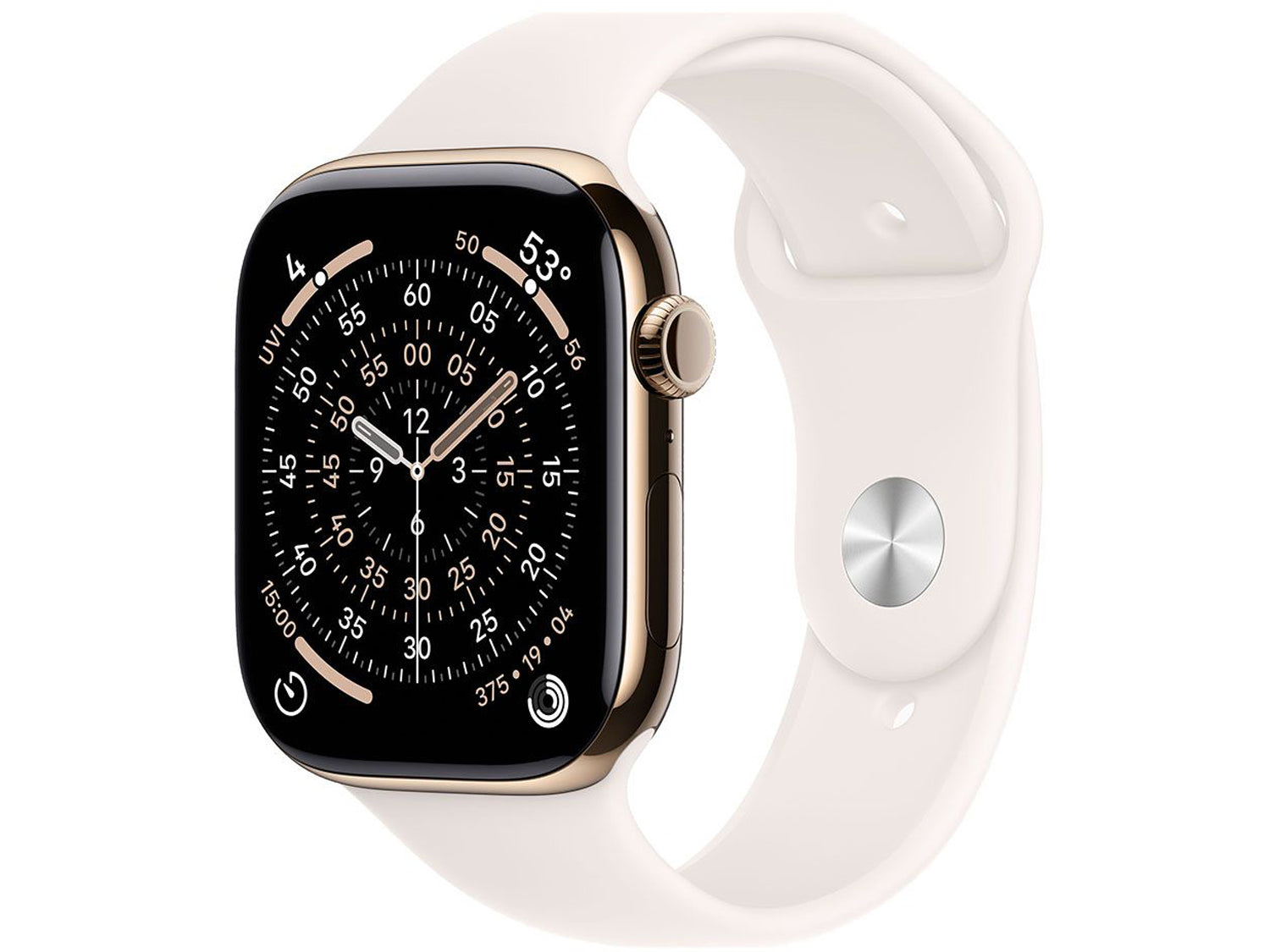 Apple Watch Series 11 GPS + Cellular 46mm Gold Titanium Case with Light Blush Sport Band - S/M