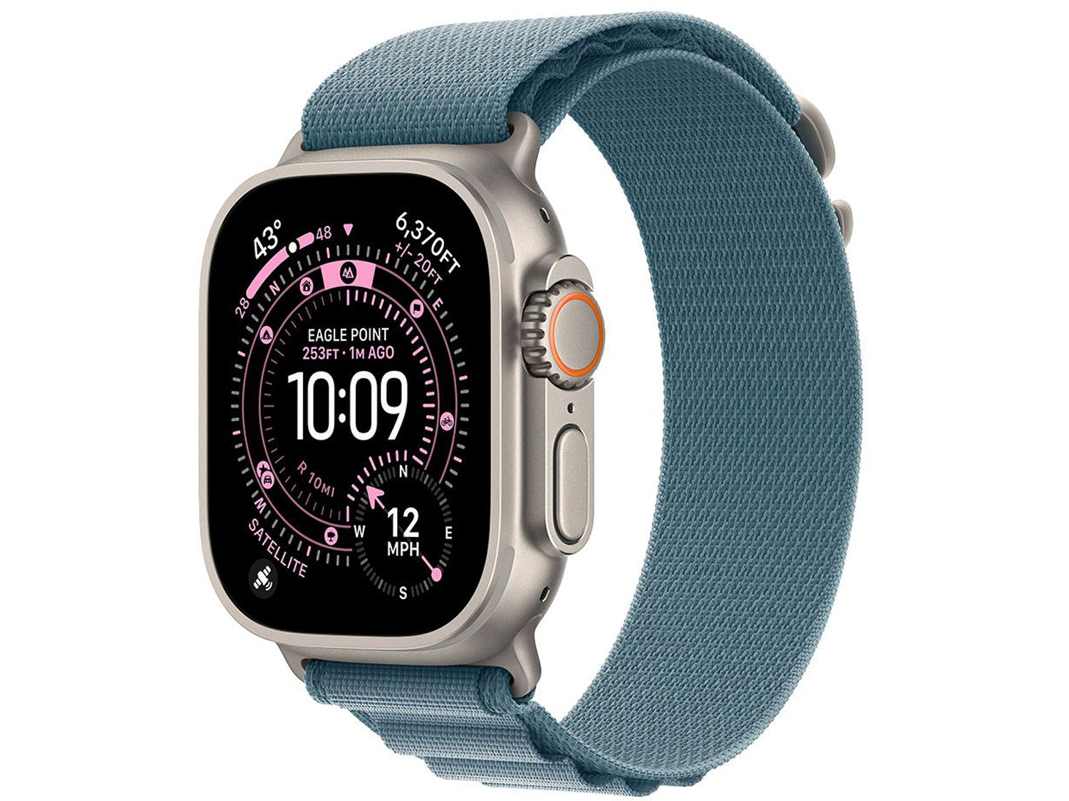 Apple Watch Ultra 3 Cellular 49mm Natural Titanium Case with Light Blue Alpine Loop - Medium