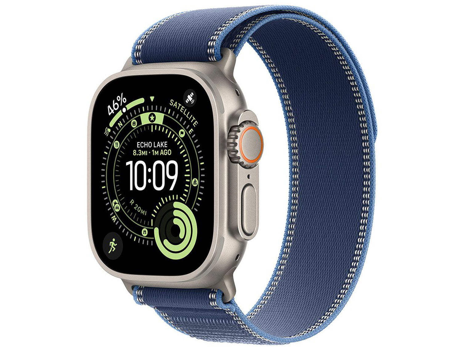 Apple Watch Ultra 3 Cellular 49mm Natural Titanium Case with Blue/Bright Blue Trail Loop - M/L