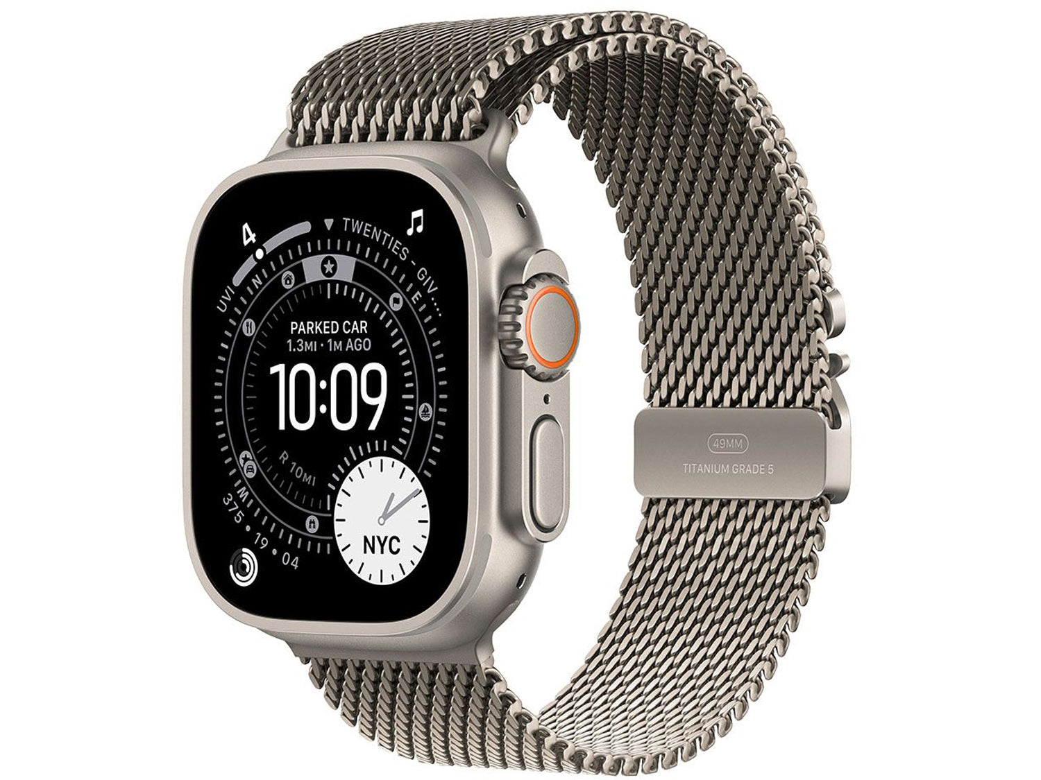 Apple Watch Ultra 3 Cellular 49mm Natural Titanium Case with Natural Titanium Milanese Loop - Small