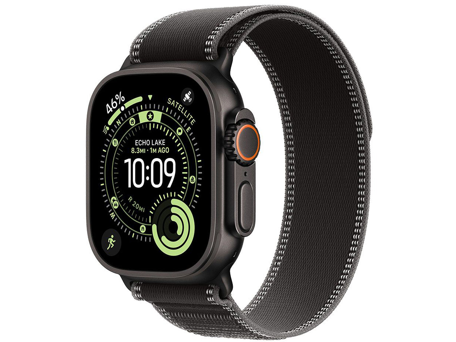 Apple Watch Ultra 3 Cellular 49mm Black Titanium Case with Black/Charcoal Trail Loop - S/M