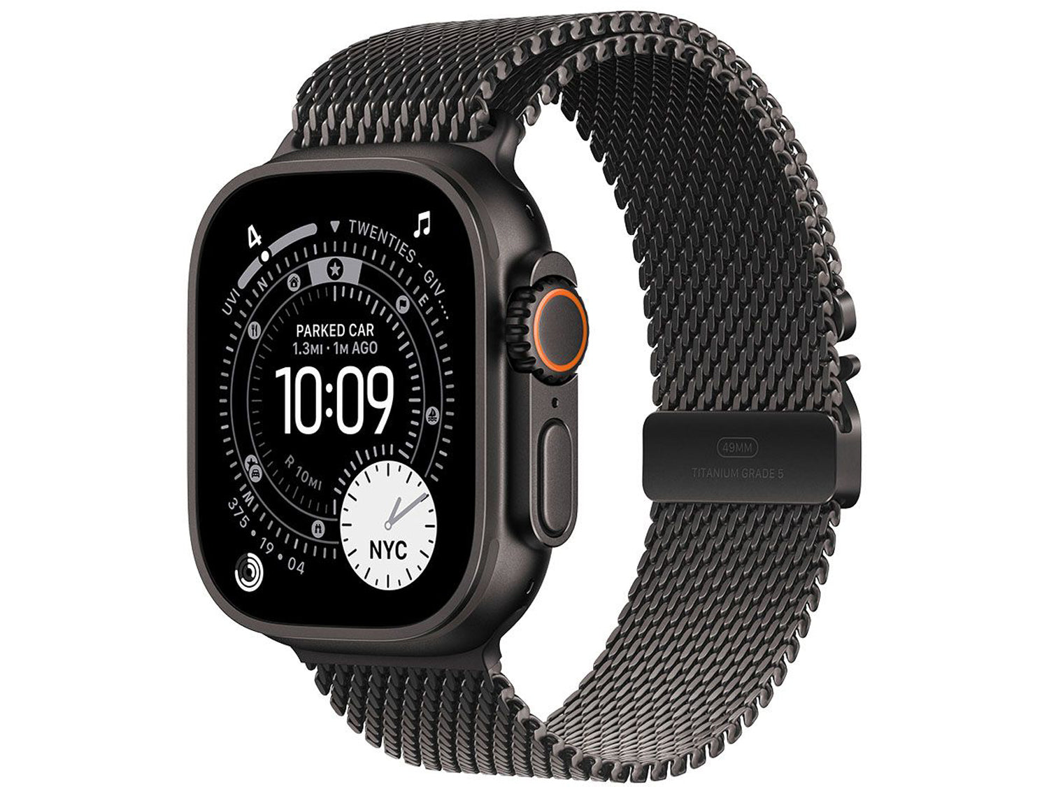 Apple Watch Ultra 3 Cellular 49mm Black Titanium Case with Black Titanium Milanese Loop - Medium