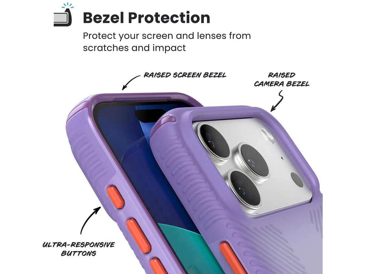 Speck Presidio Lux Grip MagSafe Apple iPhone 17 Pro Case, Purple Fade/Magic Purple/New Poppy