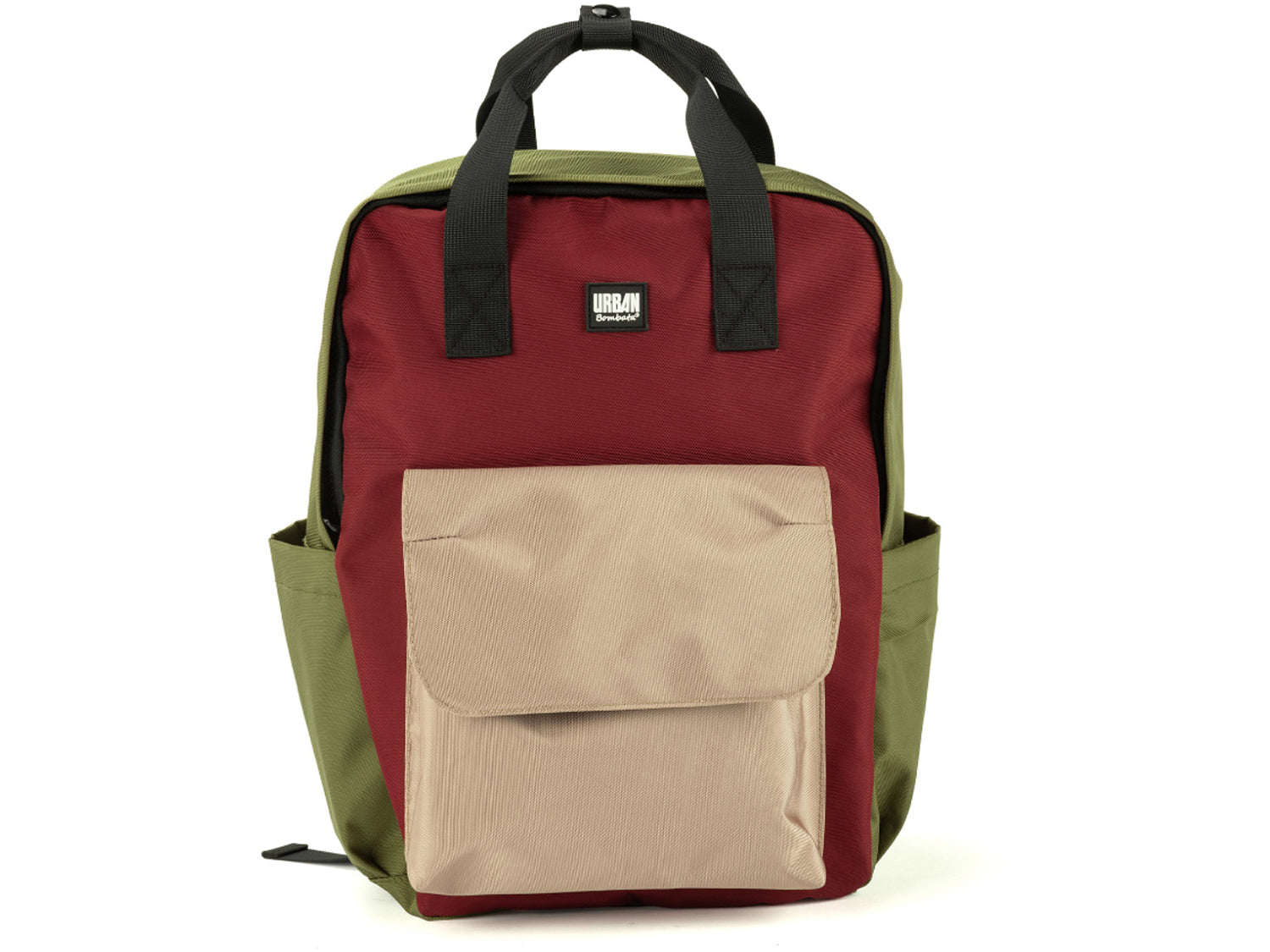 Bombata Urban Backpack Rio Khaki green-Burgundy red-Dove grey