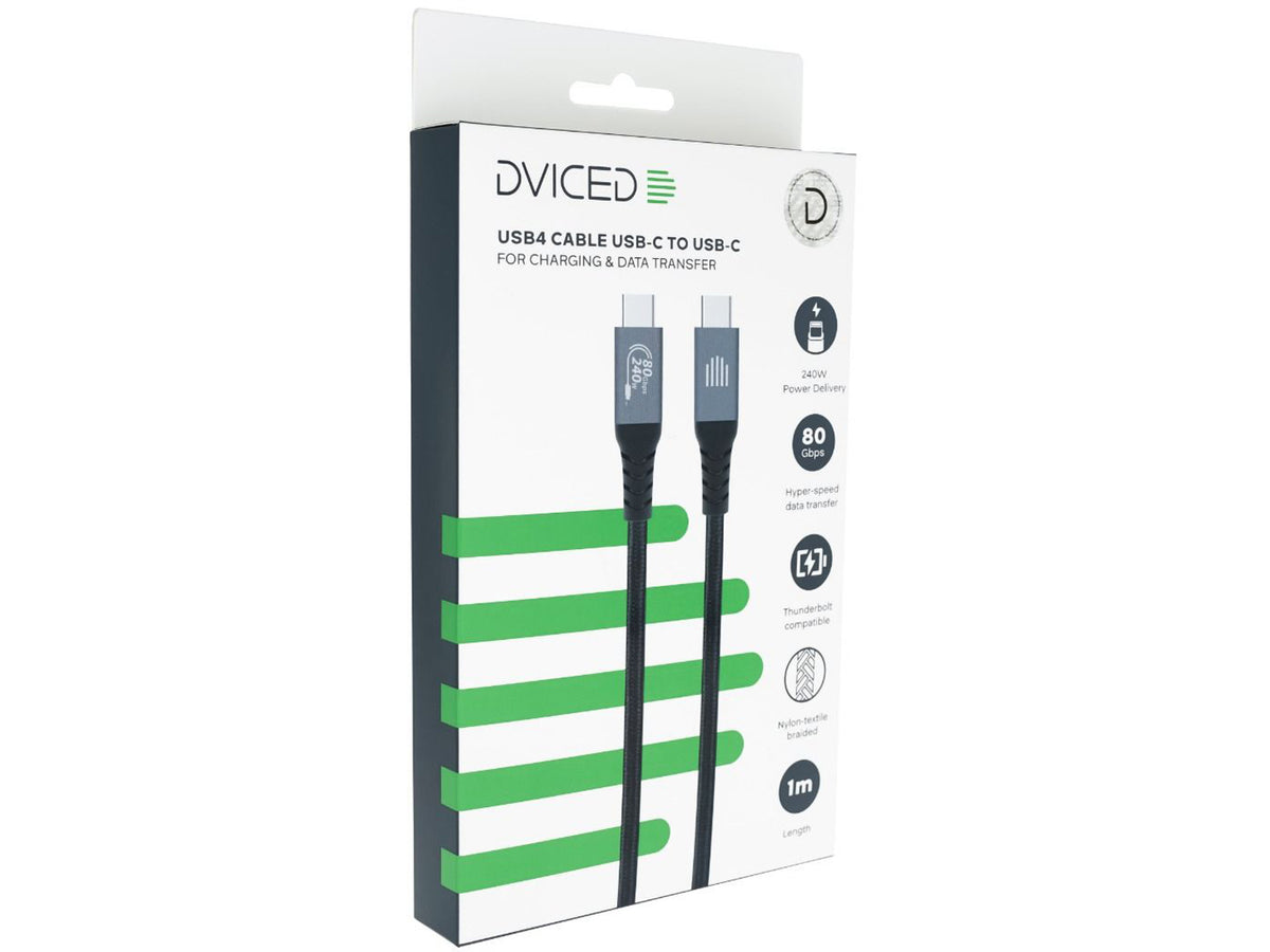 Dviced USB4 Braided Cable, 1m - Black