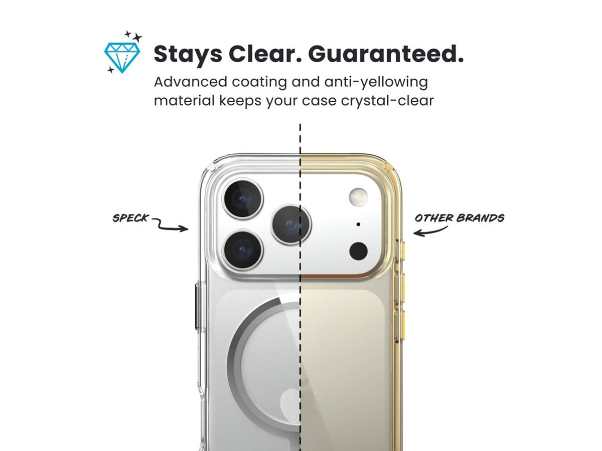 Speck iPhone 17 Pro Max, Presidio, Perfect Clear, MagSafe Silver