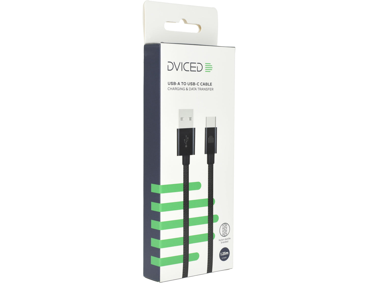 Dviced Cable USB-A to USB-C Nylon Textile 1,25m - Black