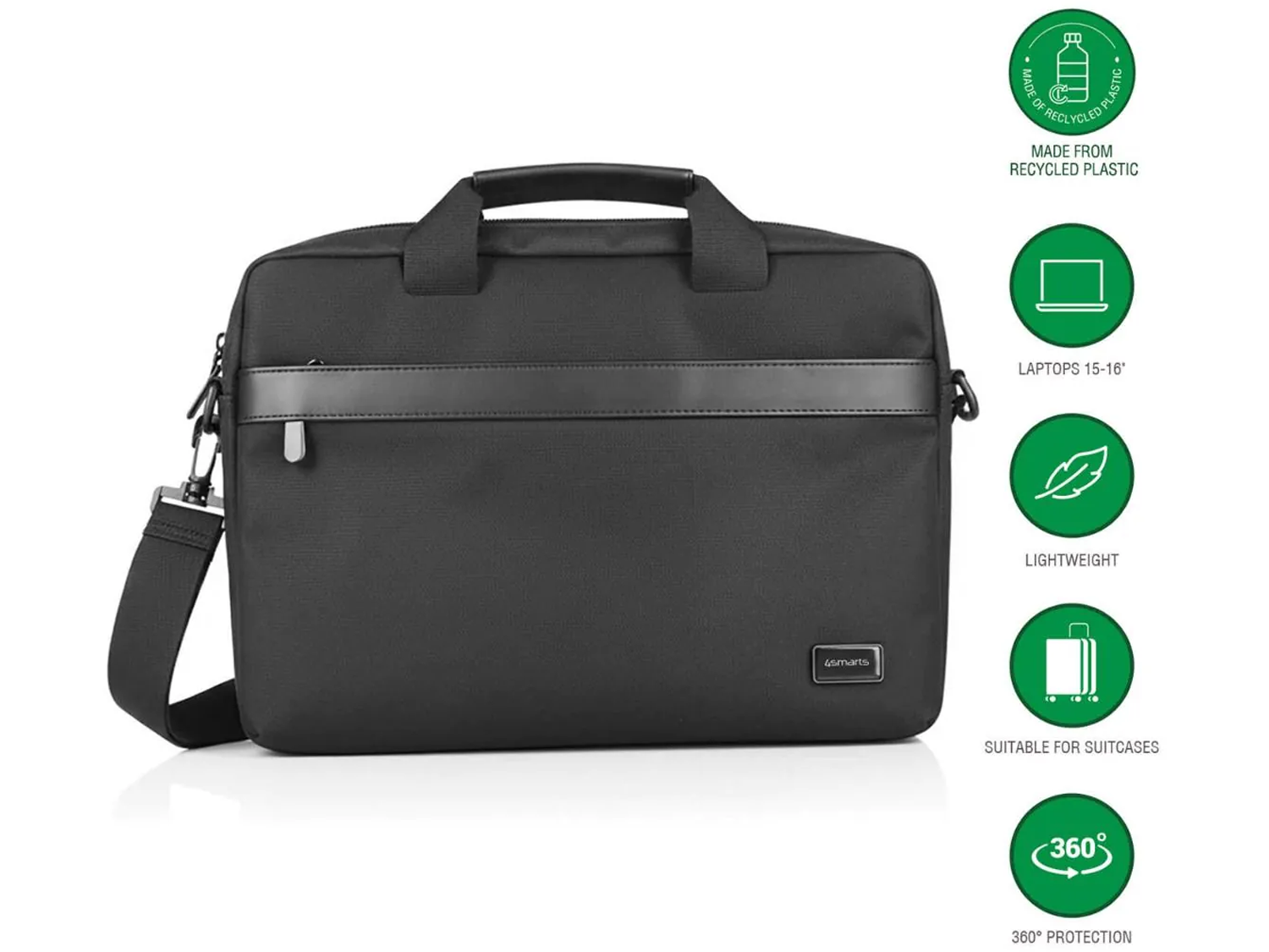 4smarts Laptop Bag Target Eco Slim 16" Черен