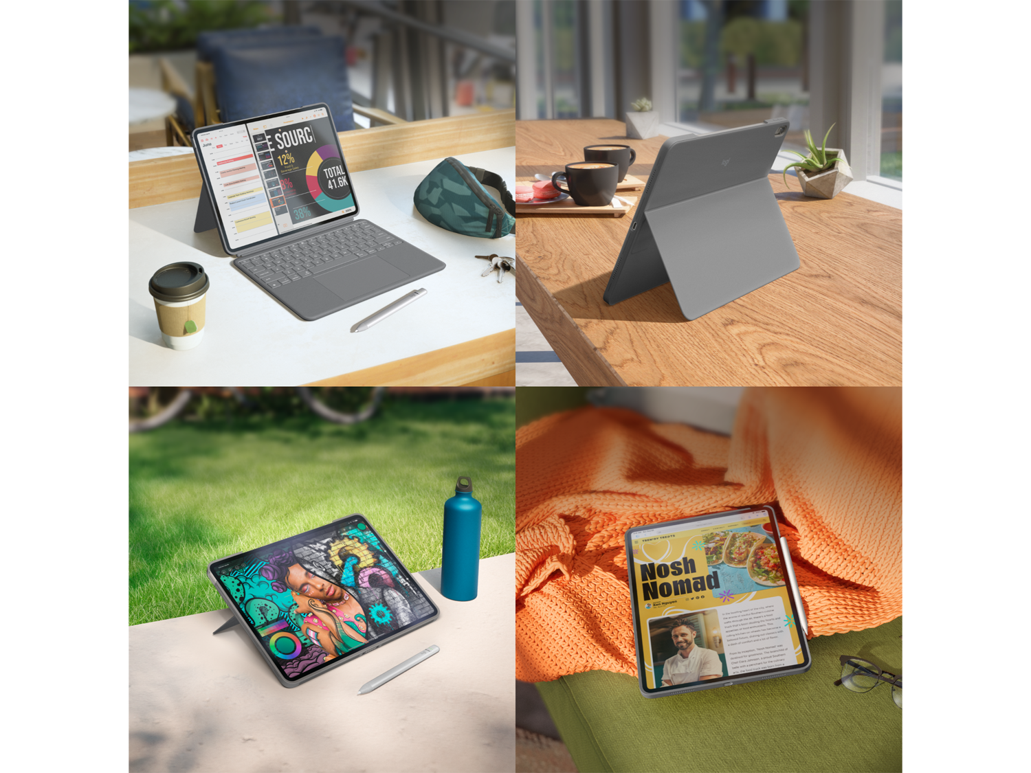 Logitech Combo Touch for iPad Air 13-inch (M2, M3 & M4), Oxford Grey English International (QWERTY)