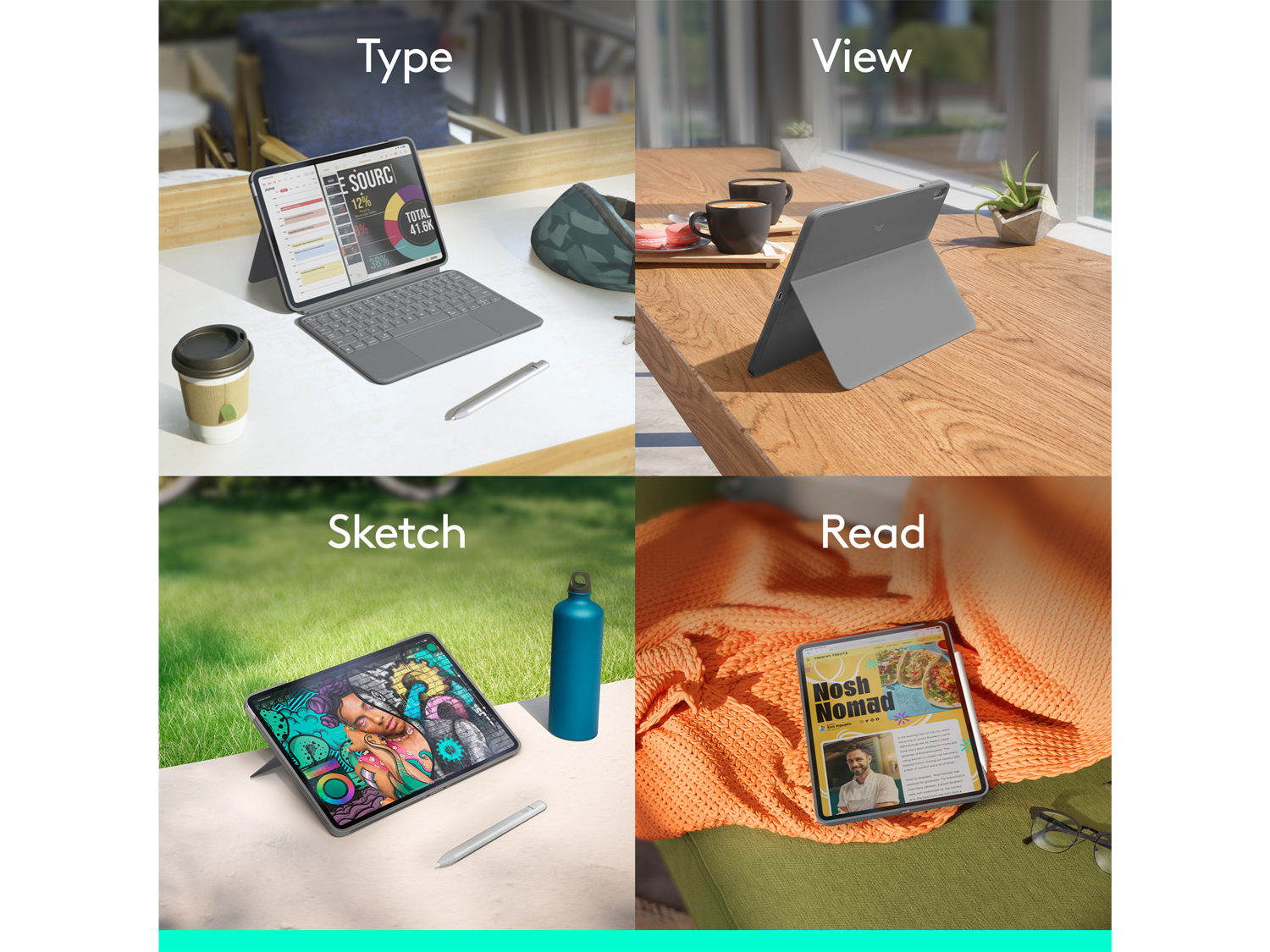 Logitech Combo Touch for  iPad Air 11-inch (M2, M3 & M4), iPad Air (5th gen), Oxford Grey English International (QWERTY)