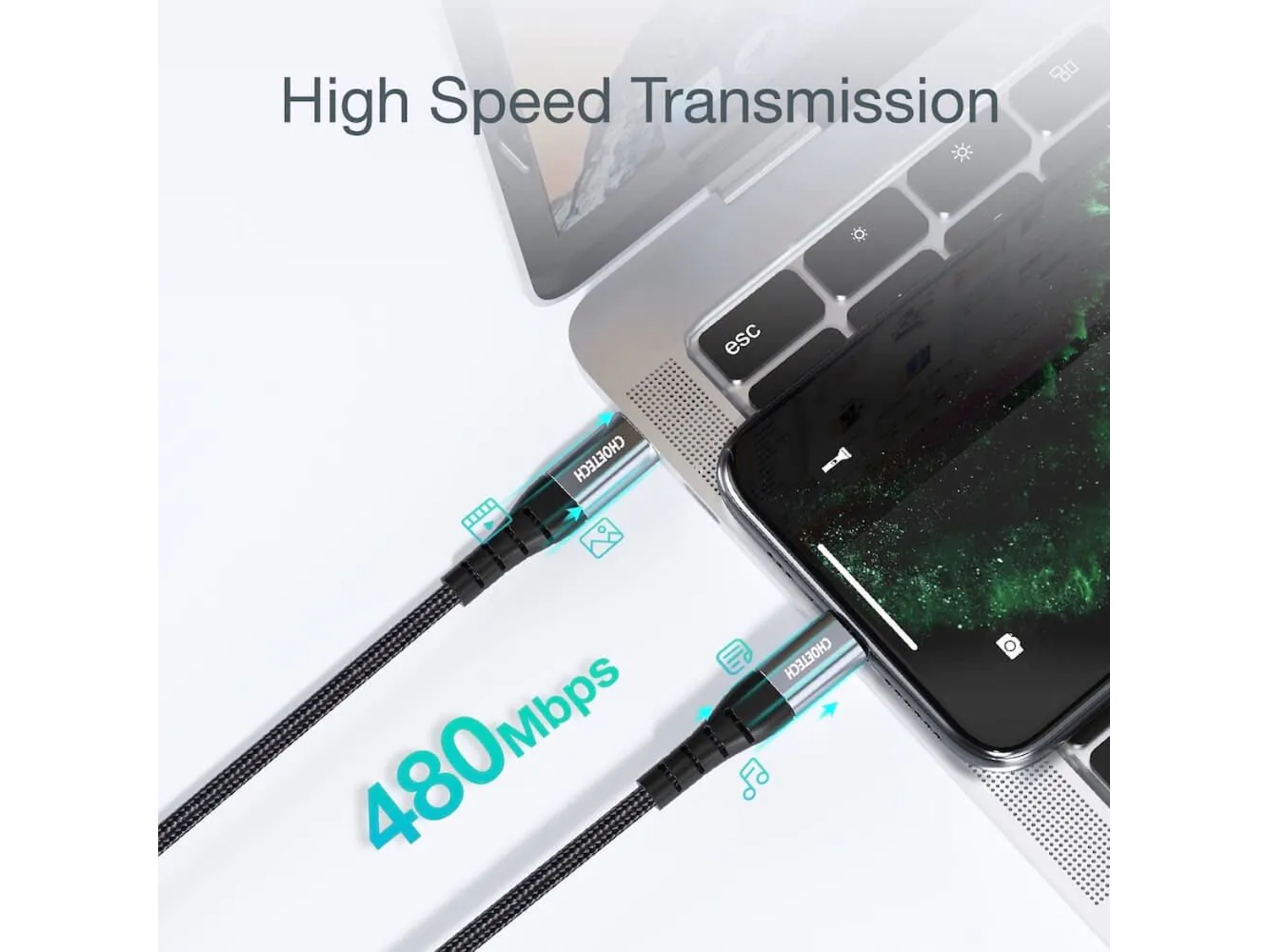 Choetech Braided USB-C to Lightning Cable PD 18W IP0041