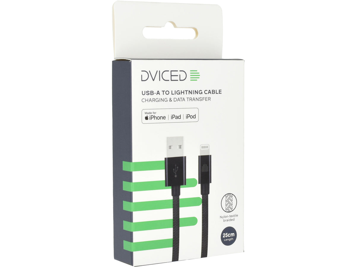 Dviced USB-A to lightning cable Charging & Data transfer 0,25m