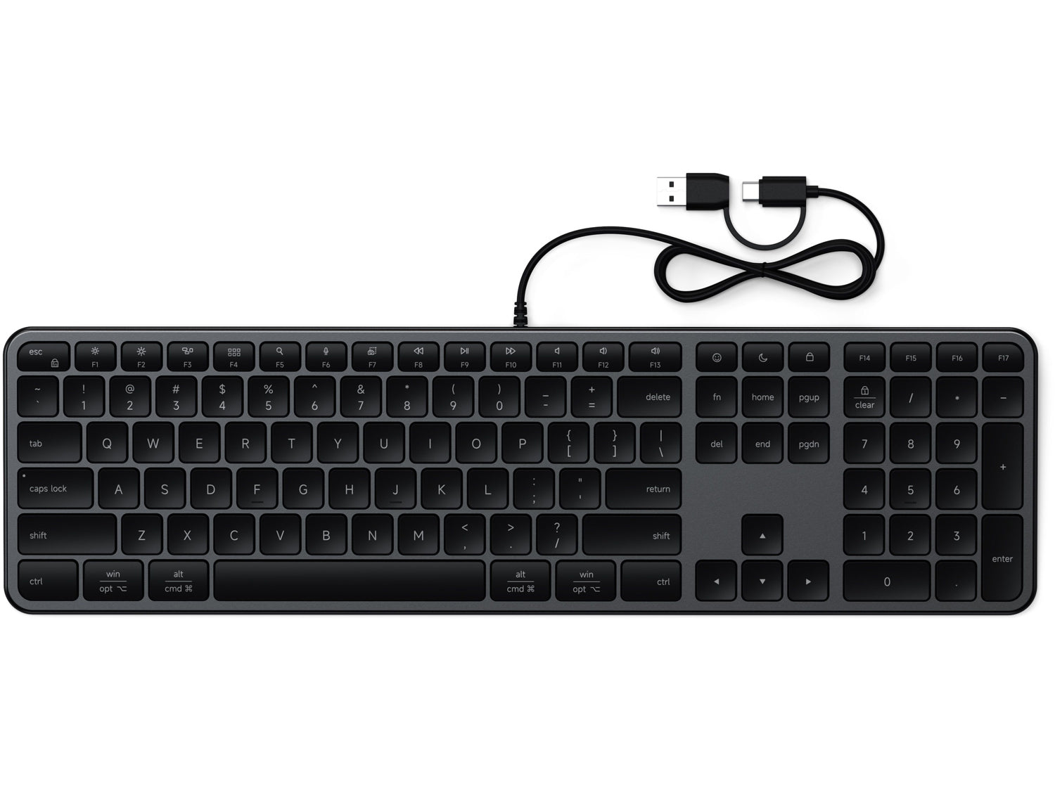 Satechi Slim LX3 Wired Keyboard - US English - Space Black