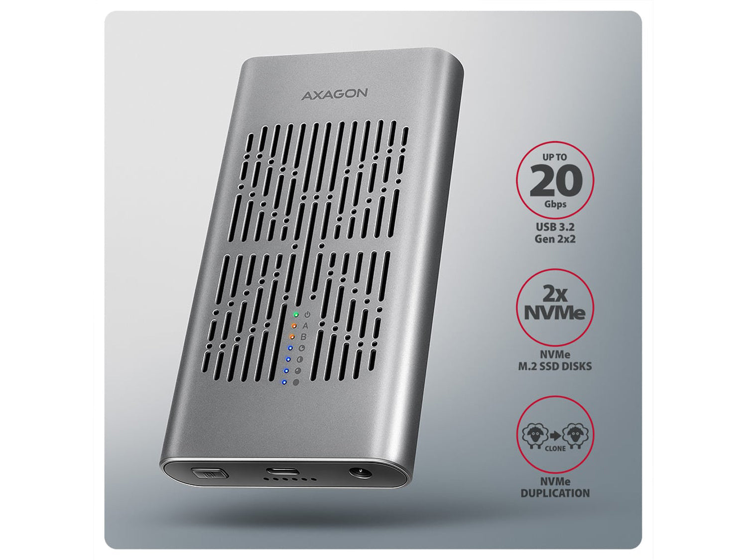 AXAGON EEM2-20GD External Box USB-C 3.2 Gen 2 - NVMe M.2