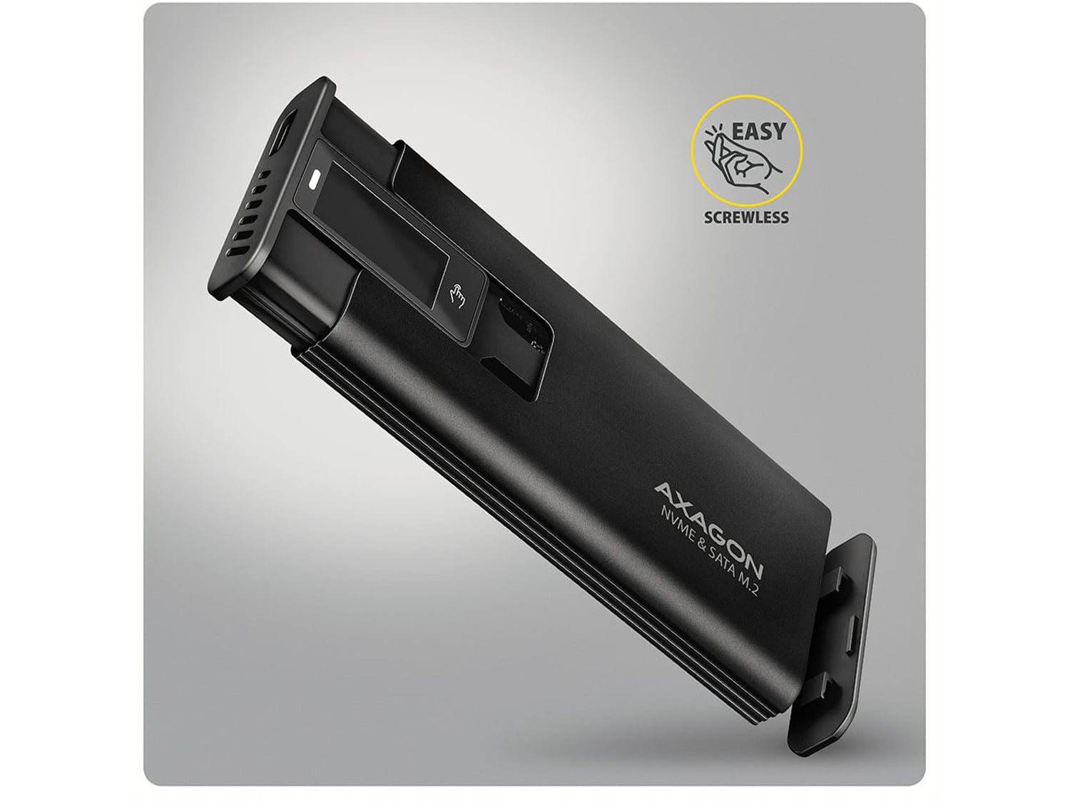 Axagon EEM2-SD2B Display Box USB-C - NVMe M.2