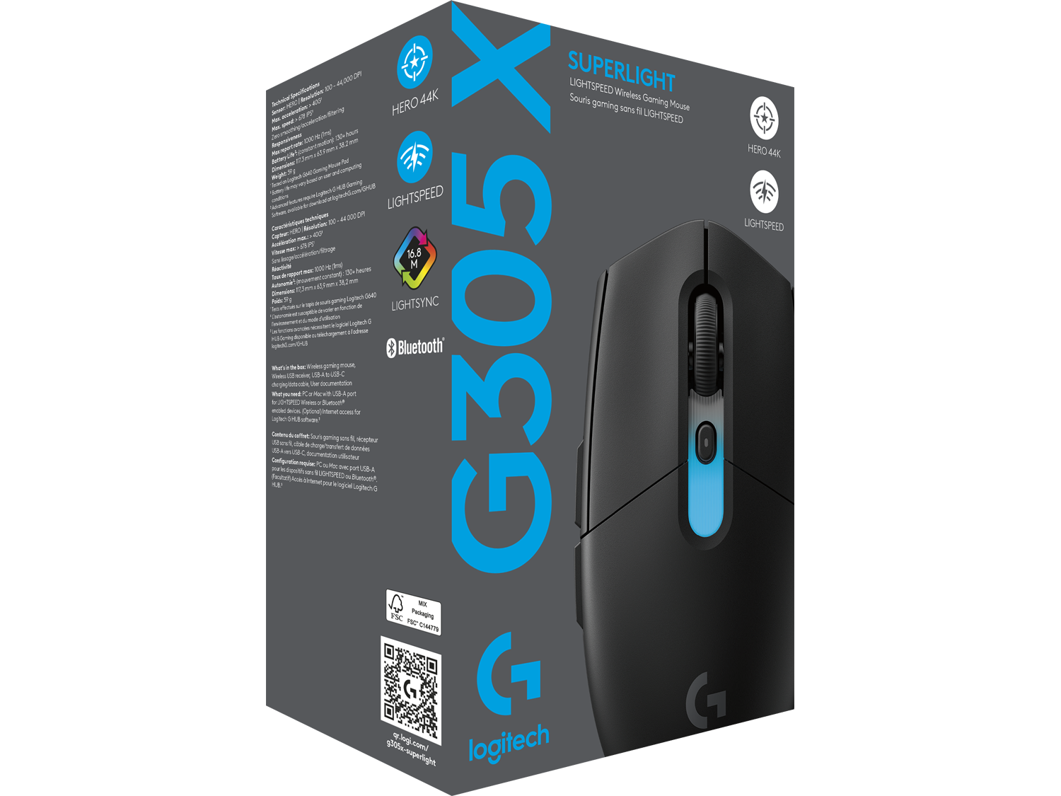 Logitech G305 X SUPERLIGHT LIGHTSPEED Wireless Gaming Mouse, Black