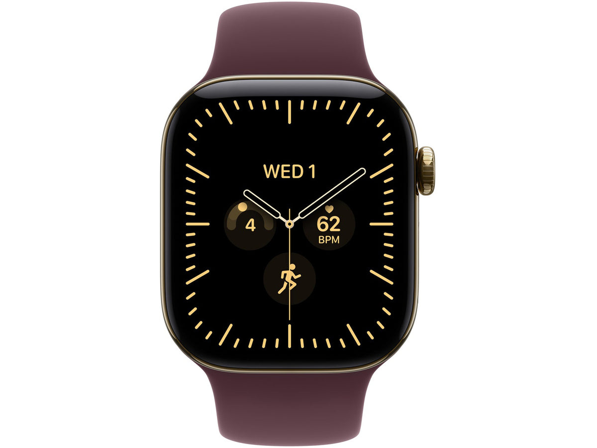 Apple Watch Series 12 42mm - GPS + Cellular - Titanium, Radiant Gold, Sport Band,Burgundy, M/L