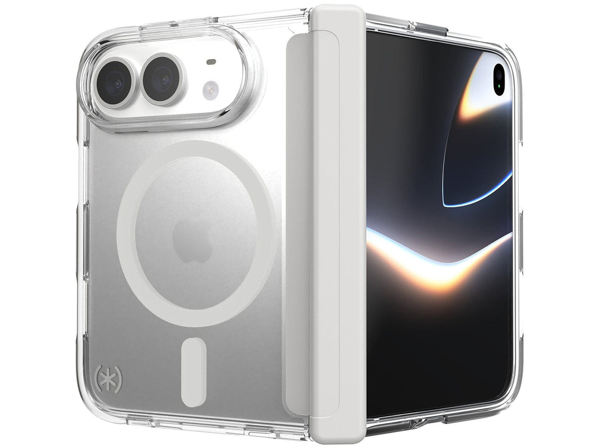 Speck Presidio Perfect-Clear Fold MagSafe Apple iPhone Duo Case, Clear/Silver