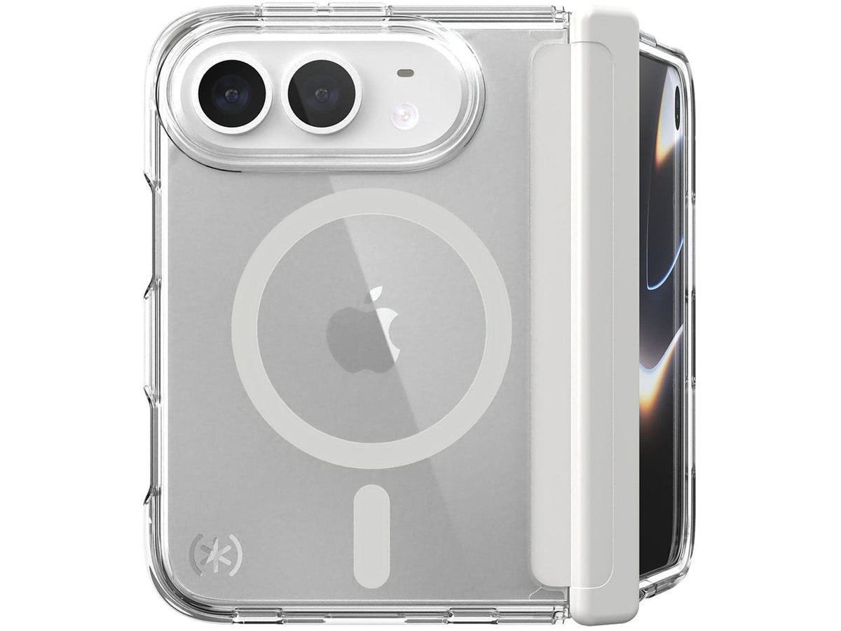 Speck Presidio Perfect-Clear Fold MagSafe Apple iPhone Duo Case, Clear/Silver