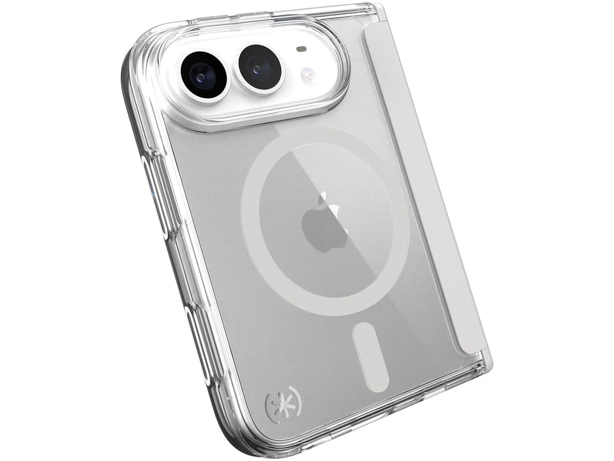 Speck Presidio Perfect-Clear Fold MagSafe Apple iPhone Duo Case, Clear/Silver