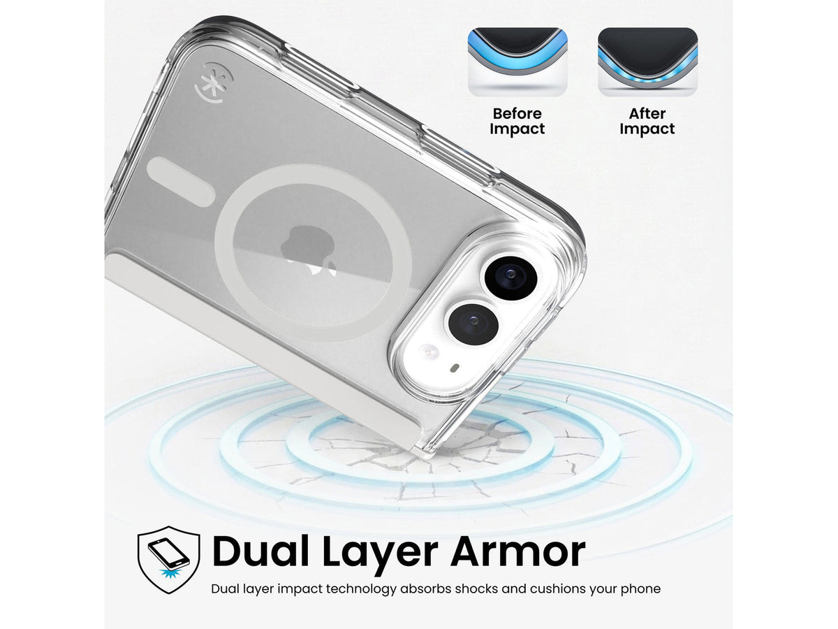 Speck Presidio Perfect-Clear Fold MagSafe Apple iPhone Duo Case, Clear/Silver